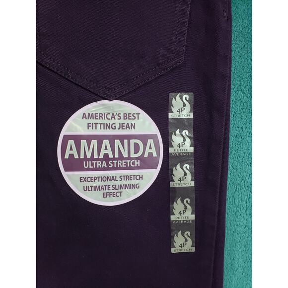 Gloria Vanderbilt Jeans Size 4 Petite Womens Purple Amanda Slimming Straight NWT - Picture 14 of 16